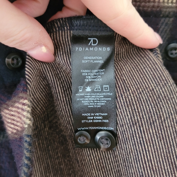 7 Diamonds Mens Generation Plaid Flannel LS Button Down Shirt Medium Burgundy - Picture 6 of 10